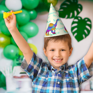 Chapeaux De Fètes Partysaurus Coloré Brontosaurus Dinosaur
