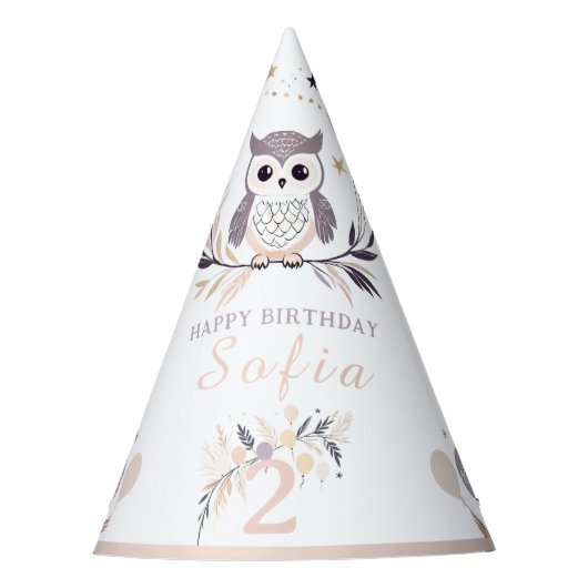 Chapeaux De Fètes Pastel Boho Owl et Balloons Anniversaire (Devant)