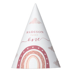 Chapeaux De Fètes Pastel Pink Rainbow Boho Nuages Anniversaire