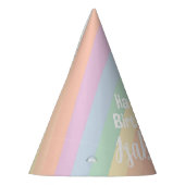 Chapeaux De Fètes Pastel Rainbow Stripes Joyeux Anniversaire (Gauche)