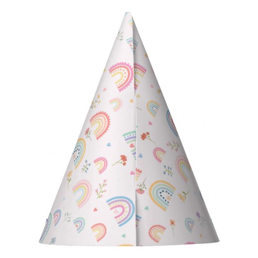 Chapeaux De Fètes Pastel Rainbows Girly Fleurs sauvages & Coeurs (Dos)
