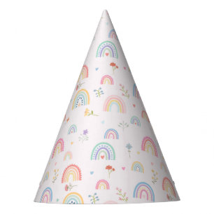 Chapeaux De Fètes Pastel Rainbows Girly Fleurs sauvages & Coeurs