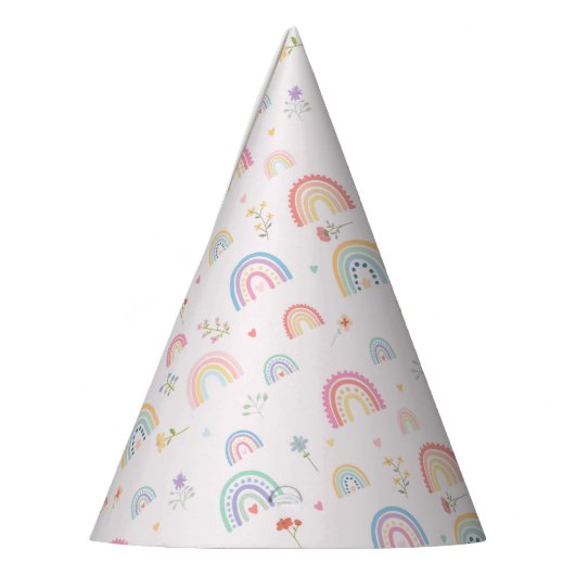 Chapeaux De Fètes Pastel Rainbows Girly Fleurs sauvages & Coeurs (Gauche)