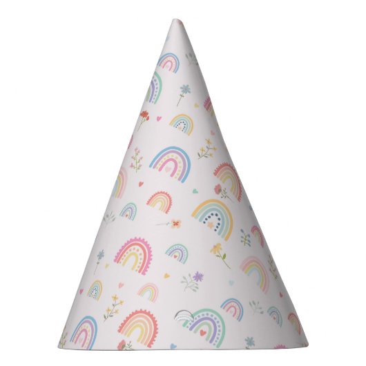 Chapeaux De Fètes Pastel Rainbows Girly Fleurs sauvages & Coeurs (Droite)