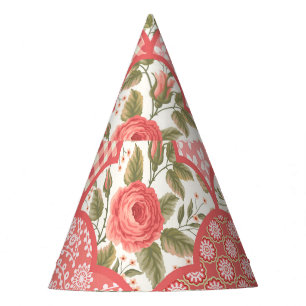Chapeaux De Fètes Pastel Rose Motif à patchwork floral