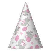 Chapeaux De Fètes Pattern of Elephants, Cute Elephants - Pink Gray (Gauche)