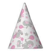 Chapeaux De Fètes Pattern of Elephants, Cute Elephants - Pink Gray (Droite)