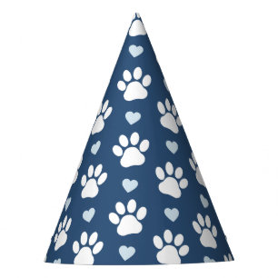 Chapeaux De Fètes Pattern of paws, Dog paws, White paws, Blue Hearts