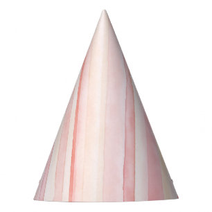 Chapeaux De Fètes Peach Stripes rose Anniversaire
