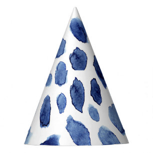 Chapeaux De Fètes Peint À La Main, Aquarelle Bleue Taches.