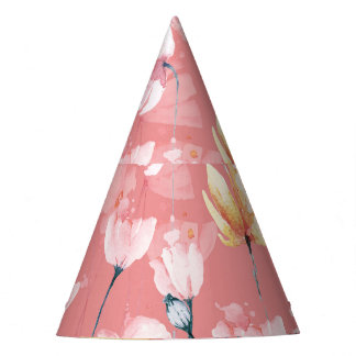 Chapeaux De Fètes Pépites Pastel : Aquarelle Florale Sans Seamless.