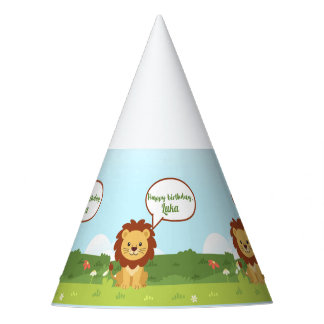 Chapeaux De Fètes Personalized Lion Birthday Party Hat for kids