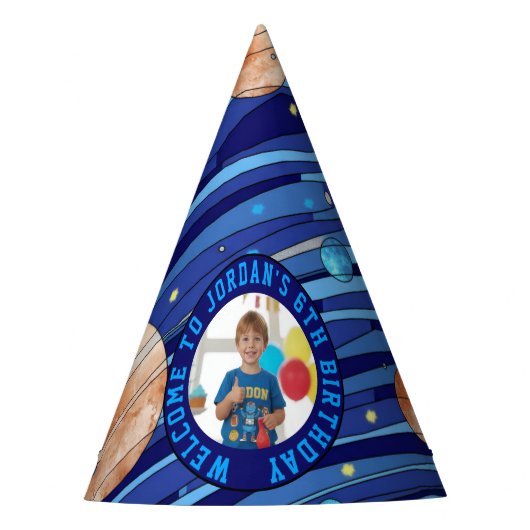 Chapeaux De Fètes Personalized Outer Space Galaxy Photo Birthday  (Devant)