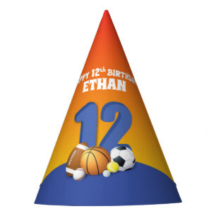 Chapeaux De Fètes Personnalisé Nom Garçon 12e Anniversaire Balles de