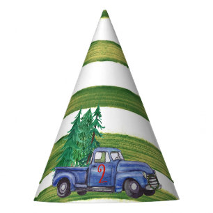 Chapeaux De Fètes Petit Camion bleu inspiré Anniversaire - Bande ver