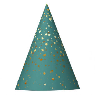 Chapeaux De Fètes Petite partie d'or Casquette-Teal d'étoiles