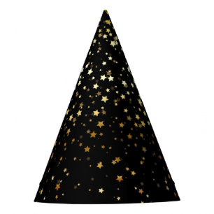 Chapeaux De Fètes Petite partie d'or d'étoiles Casquette-Noire