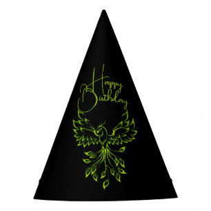 Chapeaux De Fètes Phénix vert se lève sur noir