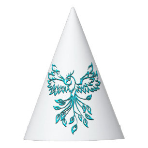 Chapeaux De Fètes Phoenix bleu se lève sur blanc