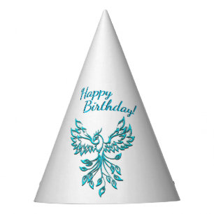 Chapeaux De Fètes Phoenix bleu turquoise se lève sur Silver Joyeux a