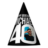 Chapeaux De Fètes photo de 40e anniversaire personnalisée blanc noir (Devant)