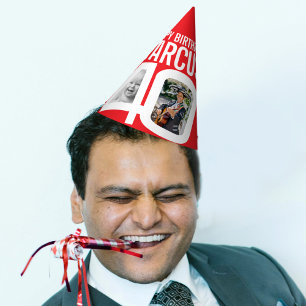 Chapeaux De Fètes photo de 40e anniversaire personnalisée rouge blan