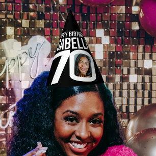 Chapeaux De Fètes photo de 70e anniversaire personnalisée blanc noir