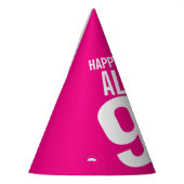 Chapeaux De Fètes photo de 90e anniversaire personnalisée blanc rose (Gauche)