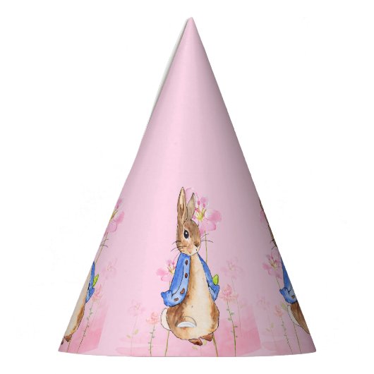 Chapeaux De Fètes Pierre le lapin aux fleurs roses (Gauche)