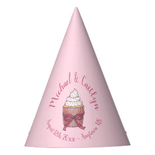 Chapeaux De Fètes Pink Cupcake Bow arrose Fête des mariées Mariage