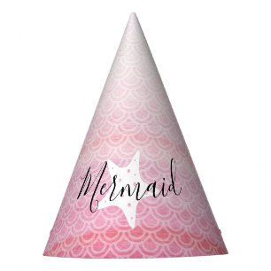 Chapeaux De Fètes Pink Mermaid Starfish Casquette de fête d'annivers