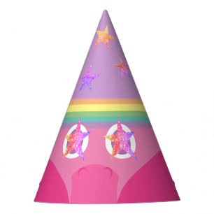 Chapeaux De Fètes Pink Star Eyes Rainbow Unicorn Casquette de la fêt