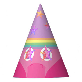 Chapeaux De Fètes Pink Star Eyes Rainbow Unicorn Casquette de la fêt