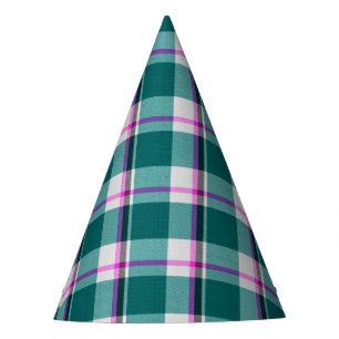 Chapeaux De Fètes Pink Turquoise Plaid Motif Check Imprimer Tartan E