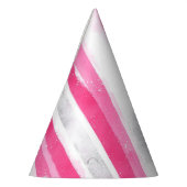 Chapeaux De Fètes Pink White Silver Stripes Anniversaire (Gauche)