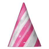 Chapeaux De Fètes Pink White Silver Stripes Anniversaire (Droite)