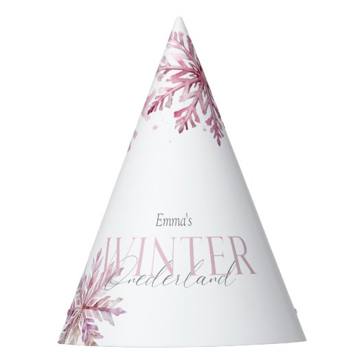 Chapeaux De Fètes Pink Winter Wonderland Snowflake First Birthday (Devant)