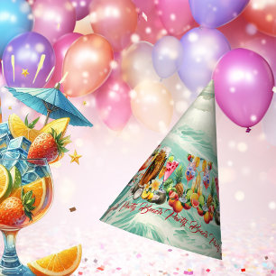 Chapeaux De Fètes Plage Fruits tropicaux Cocktails Bachelorette Part