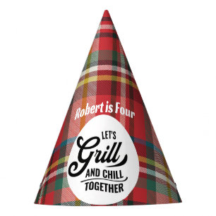 Chapeaux De Fètes Plaid 4Anniversaire BBQ Rustic Grill Party