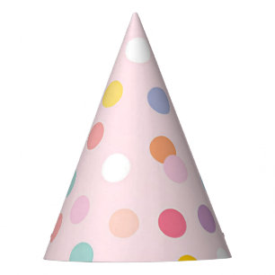 Chapeaux De Fètes Pointe Polka colorée sur Casquette du parti rose