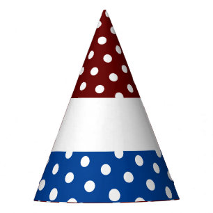 Chapeaux De Fètes Points Bande Blancs Sur Bleu Rouge Bleu Marine Rét