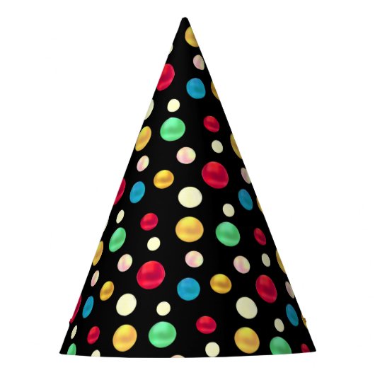 Chapeaux De Fètes Points multicolores à l'anniversaire noir (Devant)
