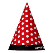 Chapeaux De Fètes Pois blancs sur Red Happy Birthday (Gauche)