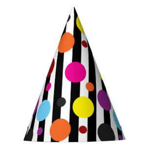 Chapeaux De Fètes Pois coloré noir blanc rayures design