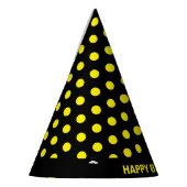 Chapeaux De Fètes Pois jaunes sur Black Joyeux Anniversaire (Gauche)