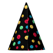 Chapeaux De Fètes Pois multicolores à l'anniversaire en noir (Dos)