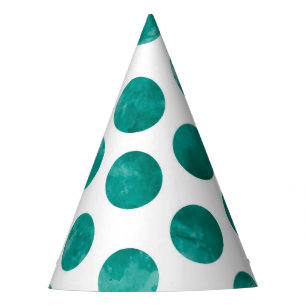 Chapeaux De Fètes Pois verts Turquoises Motif Aquarelle Abstraite