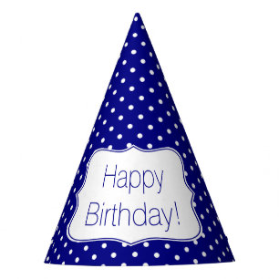 Chapeaux De Fètes Polka bleu et blanc de la marine fête d'anniversai