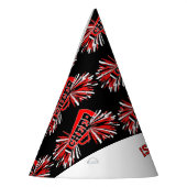 Chapeaux De Fètes Pom-pom girl en noir, blanc et rouge (Gauche)