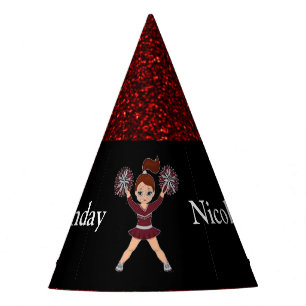 Chapeaux De Fètes Pom-pom girl "Joyeux Anniversaire" Noir / Étincell